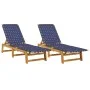 Tumbonas 2 unidades madera maciza de acacia y tela azul oscuro de vidaXL, Tumbonas - Ref: Foro24-3214212, Precio: 229,03 €, D...