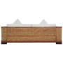 Sofá de 3 plazas con cojines ratán natural marrón de vidaXL, Sofás - Ref: Foro24-283080, Precio: 636,44 €, Descuento: %