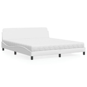 Cama con colchón cuero sintético blanco 180x200 cm de vidaXL, Camas y somieres - Ref: Foro24-3208458, Precio: 398,85 €, Descu...