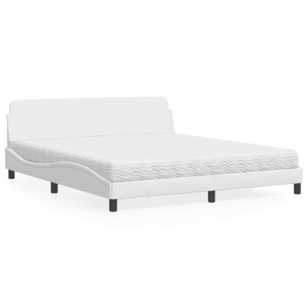 Cama con colchón cuero sintético blanco 180x200 cm de vidaXL, Camas y somieres - Ref: Foro24-3208458, Precio: 398,85 €, Descu...