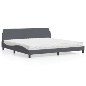 Cama con colchón terciopelo gris oscuro 200x200 cm de vidaXL, Camas y somieres - Ref: Foro24-3208472, Precio: 434,62 €, Descu...