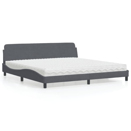 Cama con colchón terciopelo gris oscuro 200x200 cm de vidaXL, Camas y somieres - Ref: Foro24-3208472, Precio: 434,62 €, Descu...