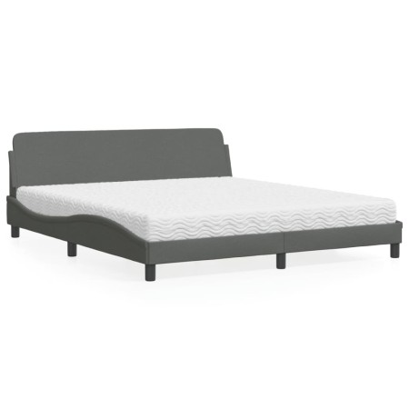 Cama con colchón de tela gris oscuro 180x200 cm de vidaXL, Camas y somieres - Ref: Foro24-3208445, Precio: 405,87 €, Descuent...