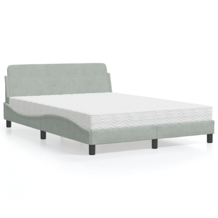 Cama con colchón terciopelo gris claro 140x200 cm de vidaXL, Camas y somieres - Ref: Foro24-3208411, Precio: 344,50 €, Descue...