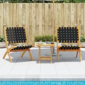 Folding garden chairs with table 2 pcs black solid wood by vidaXL, Garden chairs - Ref: Foro24-3214219, Price: 149,59 €, Disc...