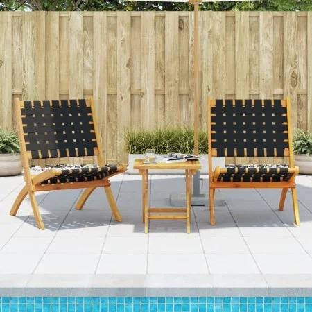 Sillas de jardín plegables con mesa 2 uds madera maciza negra de vidaXL, Sillas de jardín - Ref: Foro24-3214219, Precio: 149,...