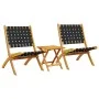 Sillas de jardín plegables con mesa 2 uds madera maciza negra de vidaXL, Sillas de jardín - Ref: Foro24-3214219, Precio: 149,...