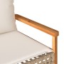 Banco de jardín con cojín beige mezcla ratán sintético acacia de vidaXL, Bancos de jardín - Ref: Foro24-365863, Precio: 102,4...