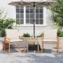 Mesita y sillas con cojines 3 pzas ratán PE acacia beige mezcla de vidaXL, Conjuntos de jardín - Ref: Foro24-365861, Precio: ...