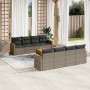 Set de muebles de jardín 9 pzas y cojines ratán sintético gris en Conjuntos de jardín | Comprar online en Foru.es