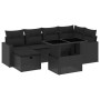 Set de sofás de jardín 7 pzas con cojines ratán sintético negro de vidaXL, Conjuntos de jardín - Ref: Foro24-3274815, Precio:...