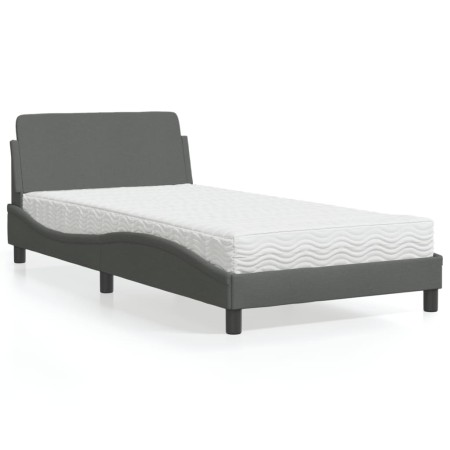 Cama con colchón tela gris oscuro 100x200 cm de vidaXL, Camas y somieres - Ref: Foro24-3208345, Precio: 238,22 €, Descuento: %