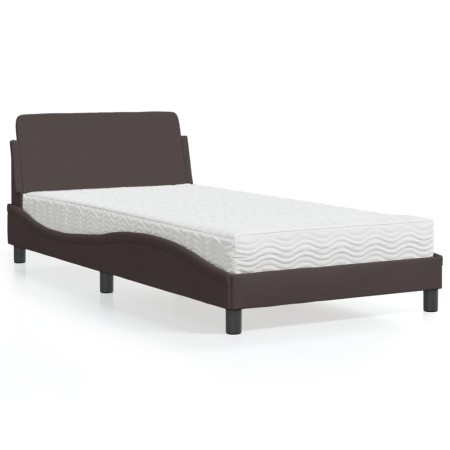 Cama con colchón tela marrón oscuro 100x200 cm de vidaXL, Camas y somieres - Ref: Foro24-3208347, Precio: 238,47 €, Descuento: %