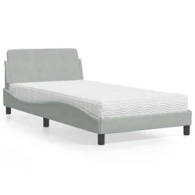 Cama con colchón terciopelo gris claro 100x200 cm de vidaXL, Camas y somieres - Ref: Foro24-3208351, Precio: 290,12 €, Descue...