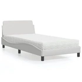 Cama con colchón cuero sintético blanco 100x200 cm de vidaXL, Camas y somieres - Ref: Foro24-3208358, Precio: 291,23 €, Descu...