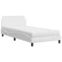 Bed with white synthetic leather mattress 100x200 cm by vidaXL, Beds and slatted bases - Ref: Foro24-3208358, Price: 291,23 €...