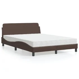Bed with brown synthetic leather mattress 120x200 cm by vidaXL, Beds and slatted bases - Ref: Foro24-3208379, Price: 340,58 €...
