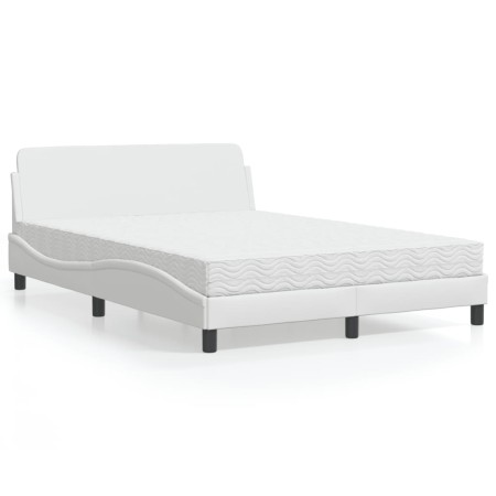 Cama con colchón cuero sintético blanco 140x190 cm de vidaXL, Camas y somieres - Ref: Foro24-3208398, Precio: 375,38 €, Descu...
