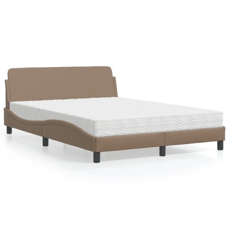 Cama con colchón cuero sintético capuchino 140x190 cm de vidaXL, Camas y somieres - Ref: Foro24-3208401, Precio: 337,86 €, De...