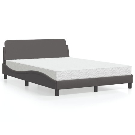 Cama con colchón cuero sintético gris 140x200 cm de vidaXL, Camas y somieres - Ref: Foro24-3208420, Precio: 344,33 €, Descuen...