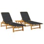 Tumbonas con mesa 2 unidades madera maciza de acacia negro de vidaXL, Tumbonas - Ref: Foro24-3214216, Precio: 260,72 €, Descu...
