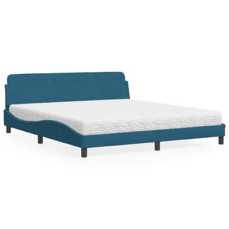 Cama con colchón terciopelo azul 180x200 cm de vidaXL, Camas y somieres - Ref: Foro24-3208455, Precio: 370,10 €, Descuento: %