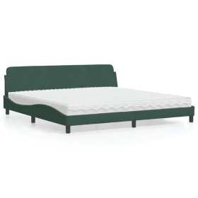 Cama con colchón terciopelo verde oscuro 200x200 cm de vidaXL, Camas y somieres - Ref: Foro24-3208474, Precio: 417,17 €, Desc...