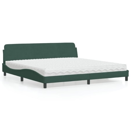 Cama con colchón terciopelo verde oscuro 200x200 cm de vidaXL, Camas y somieres - Ref: Foro24-3208474, Precio: 417,17 €, Desc...