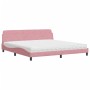 Cama con colchón terciopelo rosa 200x200 cm de vidaXL, Camas y somieres - Ref: Foro24-3208476, Precio: 420,92 €, Descuento: %