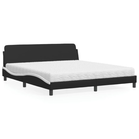 Cama con colchón cuero sintético negro y blanco 180x200 cm de vidaXL, Camas y somieres - Ref: Foro24-3208462, Precio: 415,67 ...