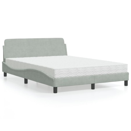 Cama con colchón terciopelo gris claro 140x190 cm de vidaXL, Camas y somieres - Ref: Foro24-3208391, Precio: 345,70 €, Descue...