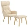 Relaxation armchair with cream fabric stool by vidaXL, Armchairs - Ref: Foro24-3097752, Price: 148,12 €, Discount: %