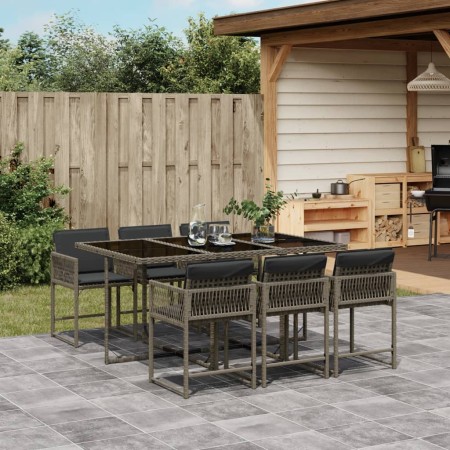Set comedor jardín 7 pzas y cojines ratán sintético gris de vidaXL, Conjuntos de jardín - Ref: Foro24-3211448, Precio: 381,78...