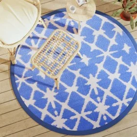 Alfombra de exterior ARAKIL azul y blanca Ø160 cm PP de vidaXL, Protectores para exterior - Ref: Foro24-368491, Precio: 24,12...