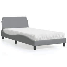 Cama con colchón tela gris claro 100x200 cm de vidaXL, Camas y somieres - Ref: Foro24-3208344, Precio: 238,53 €, Descuento: %