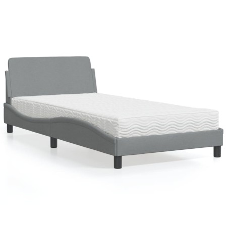 Cama con colchón tela gris claro 100x200 cm de vidaXL, Camas y somieres - Ref: Foro24-3208344, Precio: 238,53 €, Descuento: %