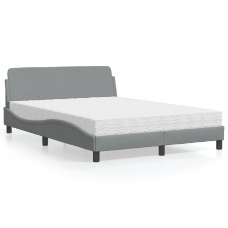 Cama con colchón tela gris claro 140x190 cm de vidaXL, Camas y somieres - Ref: Foro24-3208384, Precio: 339,78 €, Descuento: %
