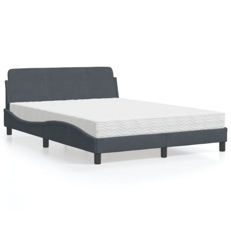 Cama con colchón terciopelo gris oscuro 140x190 cm de vidaXL, Camas y somieres - Ref: Foro24-3208392, Precio: 339,86 €, Descu...