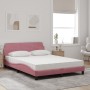 Cama con colchón terciopelo rosa 140x200 cm de vidaXL, Camas y somieres - Ref: Foro24-3208416, Precio: 346,59 €, Descuento: %