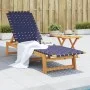 Tumbona con mesa madera maciza de acacia y tela azul oscuro de vidaXL, Tumbonas - Ref: Foro24-3214215, Precio: 153,66 €, Desc...
