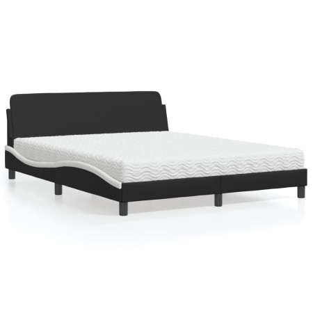 Cama con colchón cuero sintético negro y blanco 160x200 cm de vidaXL, Camas y somieres - Ref: Foro24-3208442, Precio: 389,22 ...