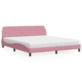 Cama con colchón terciopelo rosa 180x200 cm de vidaXL, Camas y somieres - Ref: Foro24-3208456, Precio: 381,19 €, Descuento: %