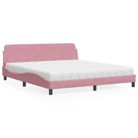 Cama con colchón terciopelo rosa 180x200 cm de vidaXL, Camas y somieres - Ref: Foro24-3208456, Precio: 381,19 €, Descuento: %