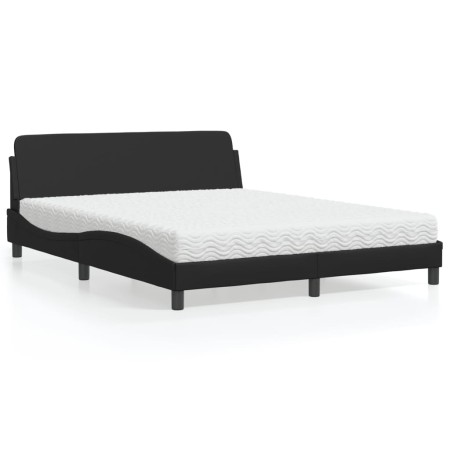 Cama con colchón cuero sintético negro 160x200 cm de vidaXL, Camas y somieres - Ref: Foro24-3208437, Precio: 382,65 €, Descue...