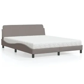 Bed with taupe gray fabric mattress 160x200 cm by vidaXL, Beds and slatted bases - Ref: Foro24-3208428, Price: 334,67 €, Disc...