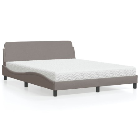 Cama con colchón de tela gris taupe 160x200 cm de vidaXL, Camas y somieres - Ref: Foro24-3208428, Precio: 349,50 €, Descuento: %