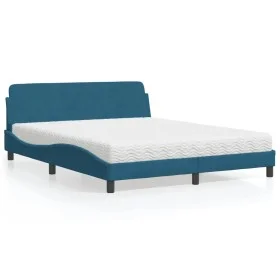 Bett mit blauer Samtmatratze 160x200 cm von vidaXL, Betten und Lattenroste - Ref: Foro24-3208435, Preis: 330,78 €, Rabatt: %