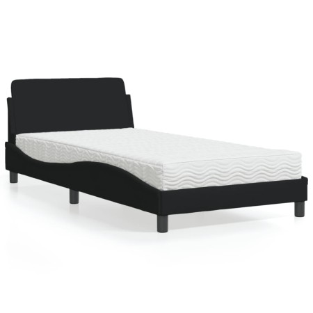 Cama con colchón tela negro 100x200 cm de vidaXL, Camas y somieres - Ref: Foro24-3208346, Precio: 270,63 €, Descuento: %