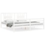 Estructura cama de matrimonio con cabecero madera maciza blanco de vidaXL, Camas y somieres - Ref: Foro24-3194587, Precio: 16...