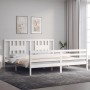 Estructura cama de matrimonio con cabecero madera maciza blanco de vidaXL, Camas y somieres - Ref: Foro24-3194587, Precio: 16...